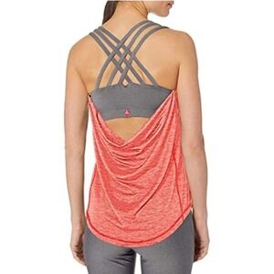 Prana red and gray strappy work out bra tank combo size medium